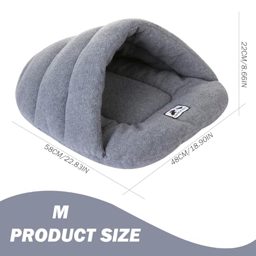 Hperu Hundebett mit Kapuze, Katze Schlafsack, Winterthermalsbett mit Kapuze, halb bedeckte Hundekatze Höhle, Welpenhöhlenbett, faltbares gemütliches Haustierbett Haus für Katze, Hund, m