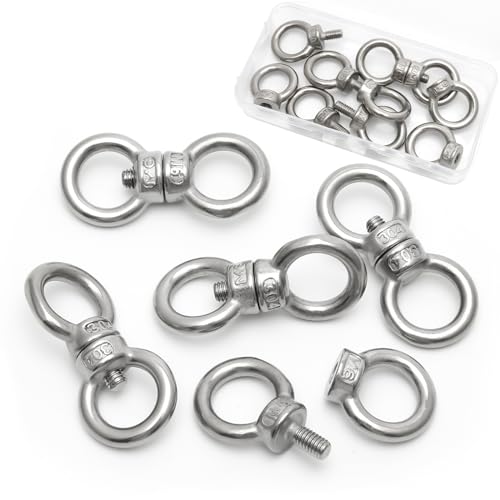 5 Paires Boulon et Écrou à Anneau, Boulon à œil en Acier Inoxydable 304 de Écrou à Oeil M6, Anneau de Levage M6 Femelle pour Raccord de Corde et Équipements de Levage D'Ingénierie