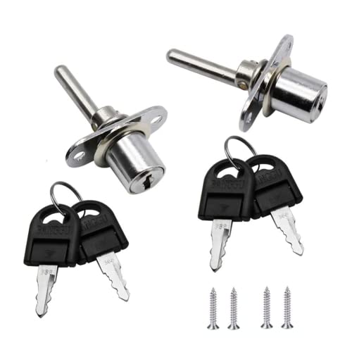 MIEIEDU 2-Piece Security Cam Lock Cabinet Plunger Lock for Furniture, Desk, Drawer, Cupboard, Wardrobe, Display Cabinet