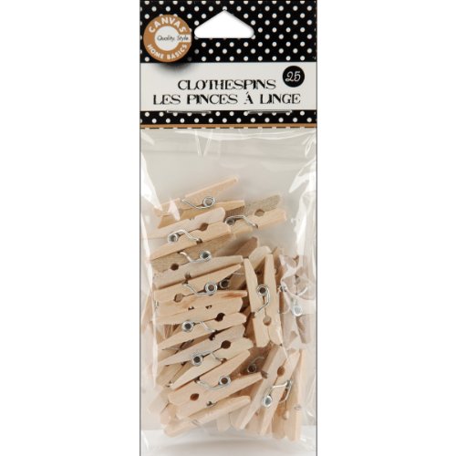 Canvas Corp CVS2136 1-Inch-by-.25-Inch Mini Natural Clothespins 25 Pieces