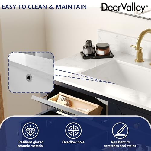 Image of DeerValley 36 Inch Bathroom Vanity with Ceramic Sink Top, Pre-Assembled | Modern Wood Bathroom Cabinet Sink Combo with Backsplash, DV-1BV0155BU