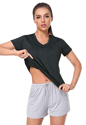 Xelky 3-4 Pack Women's Dry Fit Tshirt Short Sleeve Moisture Wicking Athletic Shirts Sport Activewear Tee V Neck Workout Top3