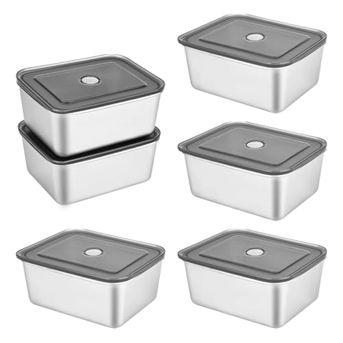 CTDMJ Stainless Steel Containers With Lids- 6pcs 500ml Metal Lunch Box Food Containers Leakproof Lunchbox Bento Box with Spare Seal Oven Freezer Dishwasher Safe