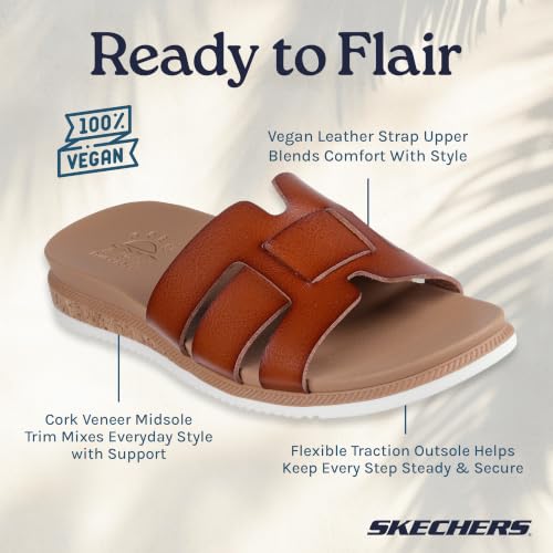 Image of Skechers Womens Desert Kiss Low - Peak Look | Casual sandal, Skechers Plush Foam cushioned comfort footbed, Vegan leather strap upper, flexible outsole