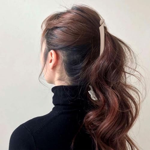 Image of DIANZHU 3pcs French Banana Clips, Non-Slip Classic Large Hairstyle Claws, Fish Shaped Double Combs Hair Holder for Women Curly Straight Long Thick Thin Hair- Beige & Light Coffee & Black