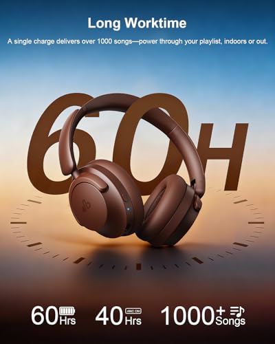 Image of Hybrid Active Noise Cancelling Headphones, Over-Ear Bluetooth Headphone with Hi-Res Audio, 60H Playtime, Deep Bass, Transparency Mode, Foldable Comfort Cups, Graduation Gifts for Travel Office - Cofe
