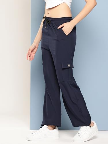 Image of Aarika Womens Casual Wear Black Colour Solid Crep Cargo Pant