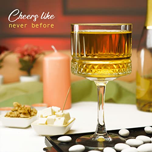 The Buybox Extra Large Glass Goblet, Vintage Coupe Glasses, Big Square Wine Glasses. Cocktail, Champagne, Margarita Glasses, Long Stem Glassware (16.9Oz/500Ml) (Set Of 2 Glasses) #TOP7