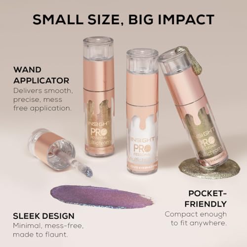 Image of INSIGHT Professional Multichrome Liquid Eyeshadow - Saphhire Dust | Metallic Effect | Green Tea & Cucumber Extracts | Striking Look | Versatile Use | Transfer-Proof | Dynamic Finish - 5g (Pack of 2)