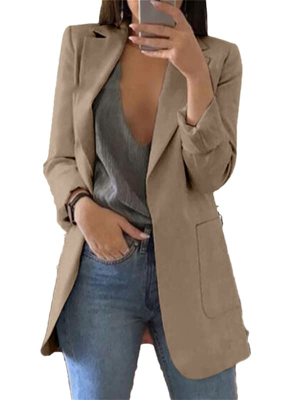 Generic Andongnywell Womens Long Sleeve Casual Open Front Suit Jackets Solid Boyfriend Blazer Notched Lapel Outwears