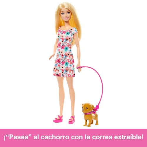 Barbie muñeca rubia paseadora juguete de perritos con silla de ruedas +3 años 4