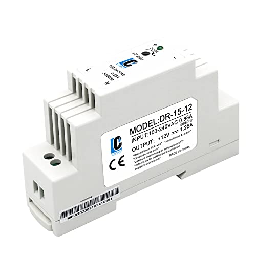 LCLCTC DC 12V Din Rail Power Supply Slim 15W 1.25A MAX(1a Can Also Be Used);Thin;(Input:100-240VAC,Output:12VDC,50/60HZ) (Volts_of_Direct_Current, 12)