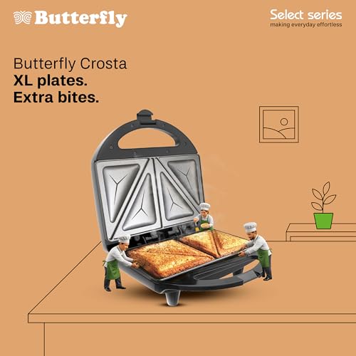 Image of Butterfly Crosta Toast 750W Sandwich Maker | Non-stick Coated Plates | 1 Year Warranty | 750W