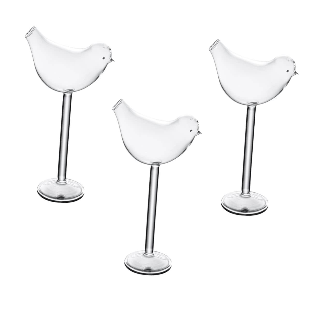 Cabilock 3 Piezas Copa de pájaro decoración de la mesa del comedor vasos altos anteojos vasos de whisky copas de aves vidrio pájaro creativo champán taza de café taza de agua
