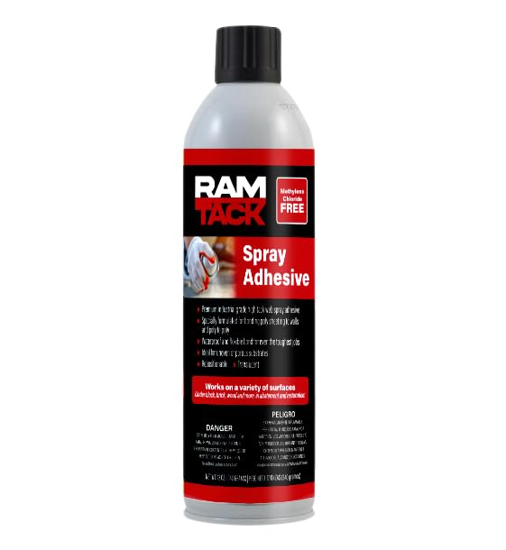 Ram-Tack Spray Adhesive, Premium Industrial Grade High Tack Web Methylene Chloride Free Solution with Higher Solids Content for Strong Bonding, Abatement and Restoration, Case of 12-12 oz Cans