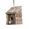 garden mile Natural Bird Box Houses Hotel - Traditional Wooden Bird Hut Hanging Wild Bird House Bird Nesting Boxes for Garden Log Cabin Outdoor, Tree, Balcony and Garden Decorations