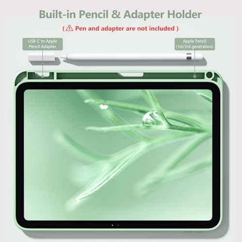 Wenlaty Case Compatible with iPad (A16) 11th/10th Generation Case(2025/2022) with Pencil Holder, Slim Protective Cover with Clear Back Shell for iPad 11/10.9 inch, Auto Wake/Sleep, Mint Green