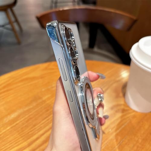 Support magnétique sans cadre Samsung S23 Ultra coque arrière acrylique transparent Sierra Blue