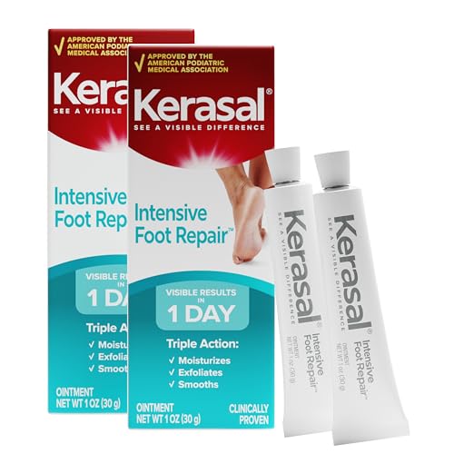 Kerasal Intensive Foot Repair Skin Healing Ointment for Cracked Heels and Dry Feet 1 oz , 2 Count, (Pack of 2)