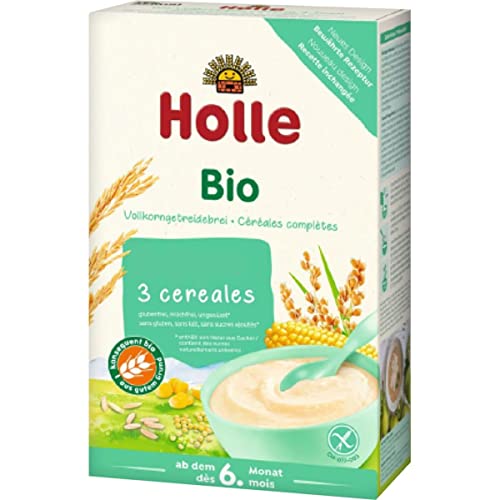 HOLLE Eco-Bio papilla de 3 cereales integrales ecológicos sin gluten desde el 6º mes caja 250 g