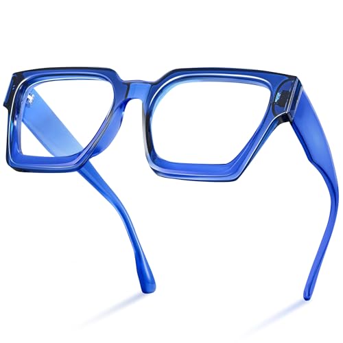 Image of livho Oversized Eyewear Frame for Woman and Men - Rectangle Fashion Glasses for Computer, Chic Preppy Frame