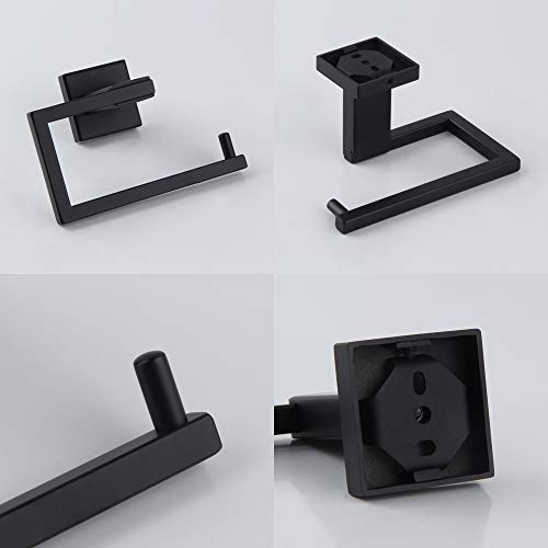 Gerz Bathroom Hardware Accessories Sets Sus304 Stainless Steel Bath Shower Set 2-Pieces(Toilet Paper Holder Towel Ring) Black Matte Finish Contemporary Style #TOP6