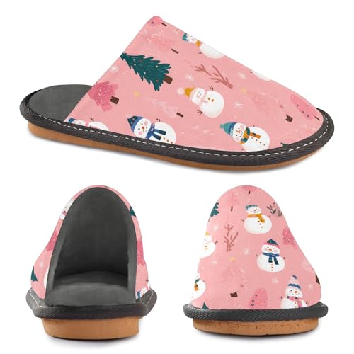 Slippers for Women Snowman Christmas Tree Pattern Soft Winter Warm Shoes Indoor Outdoor Non-Slip House Travel Slippers4