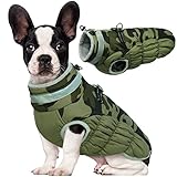 Lelepet Dog Coat Warm Dog Winter Coat Waterproof Dogs Jacket with Harness Built in Reflective Pet Fleece Vest Zip-Up Cold Weather Coats for Medium Dogs Turtleneck & Windproof Dachshund Green Camo M