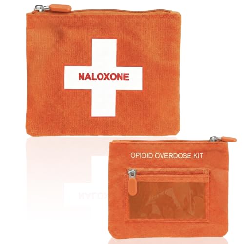 Image of 10 PACK Naloxone Overdose Kit Bag - Compact Canvas Pouch for Naloxone Nasal Spray & Opioid Emergency Response - Holds 2 Naloxone Sprays & Accessories - Naloxone Not Included (Orange, 10 Units)