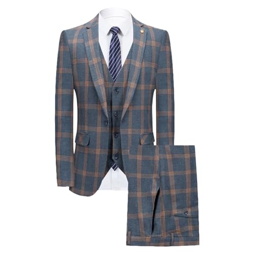 Costume à carreaux 3 pièces pour homme avec blazer à un bouton