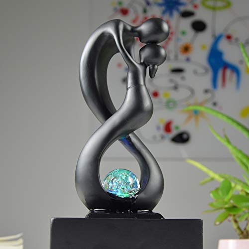 Zen'Light Kamerfontein, modern, Amor zwart, decoratie, Zen-sfeer, met pomp en LED-verlichting, 14 x 14 x 31 cm - Afbeelding 4