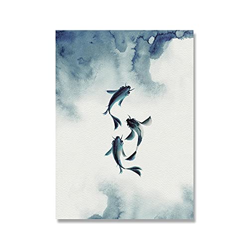 Image aquarelle pour la décoration du salon mer triptyque - 4