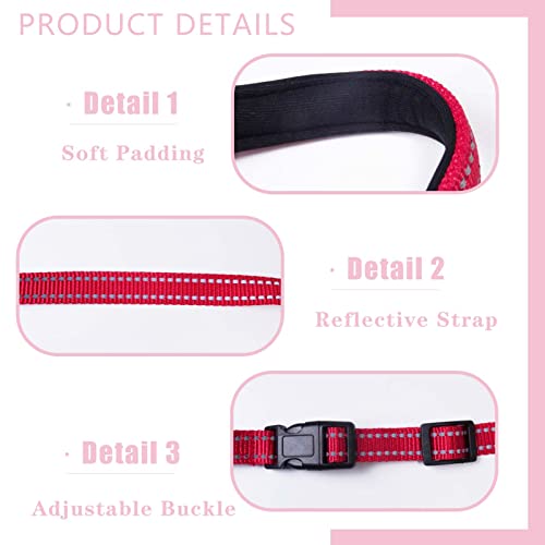 OHVEECA Dog Head Collar with Reflective Strap Adjustable Prevent Pulling Dog Head Halter with Safety Clip Soft Fabric Padded Dog Head Harness for Training Guide(S, Red)