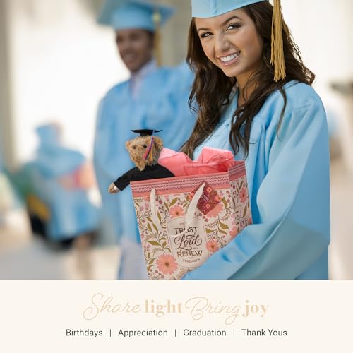 Image of Christian Art Gifts Large Gift Bag with Tissue, Trust in the Lord, Coral