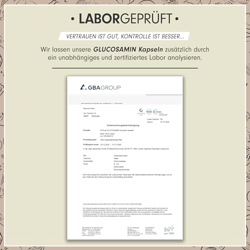 Glucosamin Komplex 180 Kapseln - innovative 10-in-1 Formel mit Glucosamin, MSM (Methylsulfonylmethan), Teufelskralle, Ingwer, Pinienrinde, Mangan & Vitamin C - laborgeprüft mit Zertifikat - 100% vegan