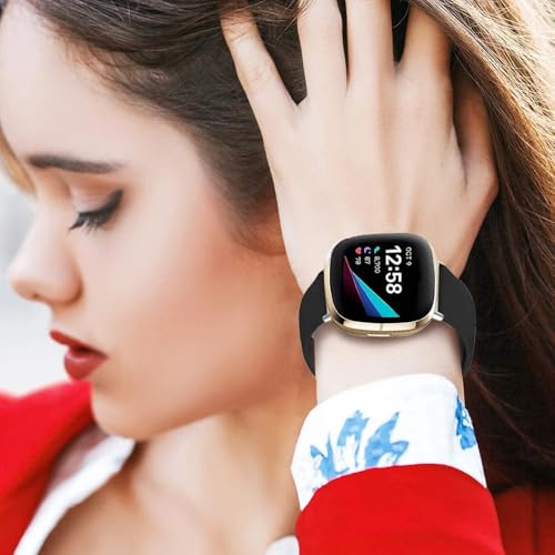 Image of YODI Watch Band Compatible with Fitbit Versa 4 / Fit bit Versa 3 / Fitbit Sense /Sense 2 Band, Soft Replacement Silicone Wristband for Women Flexible Waterproof Sport Watch Strap for Men Large