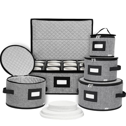 homyfort China Storage Containers, Hard Shell for Plates, Moving Boxes for Dishes, Cups, Mugs, Tableware Moving Supplies for Kitchen Organization- 5-Piece Set (5-piece set)