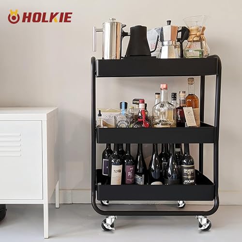 HOLKIE Lenkrollen 75mm (3 Zoll) mit Bremsen Möbelrollen Transportrollen, M10 x 1,5 x 30mm (Schaftdurchmesser 10mm, Schaftlänge 30mm) Schwerlastrollen Gummirollen 4er Set Rollen für Möbel Schwarz