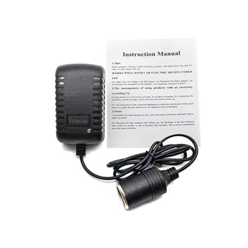 Yelesley FOASF193 Ac To Dc Converter 2A 24W Car Cigarette Lighter Socket 110-240V To 12V Ac/Dc Power Adapter Black thumb #1