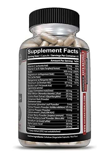 Kaya Naturals Healthy Gluco With Bitter Melon Supplement | Support Healthy Levels & Function, 20 Herbs Vitamins Minerals, Alpha Lipoic Acid, Cinnamon, Vitamin C & E, Gluten Free, Non-Gmo - 60 Capsules #TOP2