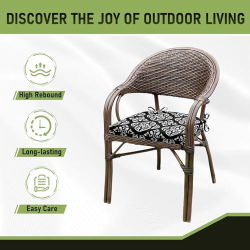 Image of Basic Beyond Outdoor Chair Cushions Set of 4, Outdoor Cushions for Patio Furniture, Water Resistant Patio Chair Cushions with 2 Ties, 17x16x2, Medallion
