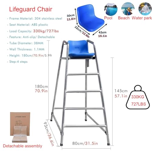 Silla de Salvavidas para Piscina Acero Inoxidable 180 cm miniatura 2