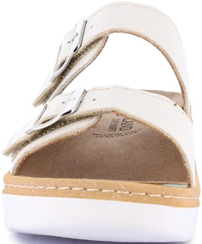 Image of GRUNLAND Women's Loafers Comfort Slipper with Double Adjustable Buckle, Removable Drysoft Leather Insole, Molded Sole and 4cm Wedge Heel