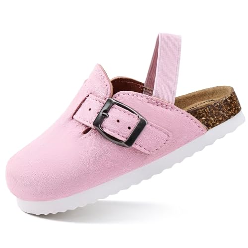 Image of Torotto Kids Suede Clogs Toddler Boys Girls Cork Footbed Clogs with Arch Support & Adjustable Straps for Indoor & Outdoor