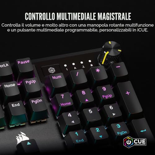 CORSAIR Tastiera meccanica da gioco K70 CORE RGB cablata con resto del palmo - Interruttori lineari rossi MLX pre-luminosi - Tastiera gaming - Immagine 3