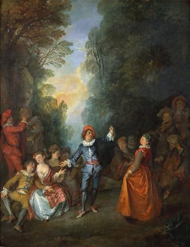 Pintura murales lienzo vintage de Nicolas Lancret para un dormitorio elegante de 60x90cm