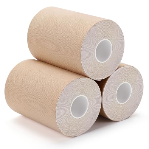 Image of 3 Rolls Wide Kinesiology Tape, Waterproof, 4 inch x 5.5yd, Light Beige
