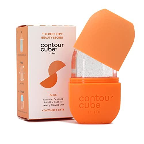 Contour Cube Mini - Revolutionary Ice Roller for Sculpting & De-Puffing - Face Ice Roller & Massager - Ice Mold for Face - Compact Skin Care Tools for Daily Skincare & Travel - Peach