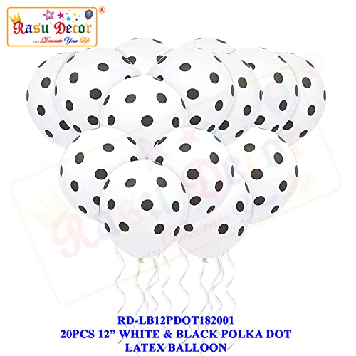 Image of RasuDecor 20 Pieces 12 inch Polka Dot Latex Balloon White and Black Dot Balloons, 12 Inch Latex Polka Dots Balloons for Kids Women Men Birthday Easter Engagement Wedding, Halloween Party Supplies Decor #RasuImpex (20Pcs 12 inchPolkaDotWhiteBlack)