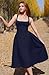 Memoriesea Women's Elegant Square Neck Swing A Line Wedding Evening Party Midi Dress Navyblue